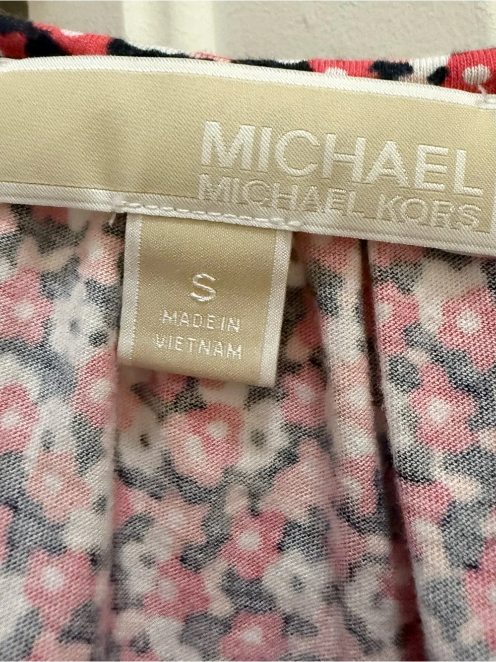 Michael Kors Pink Floral Mid-Sleeve Women's Top - Size Small